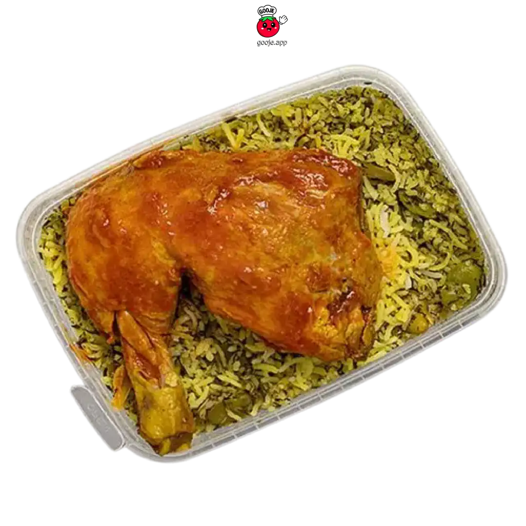 باقالی پلو با مرغ ران